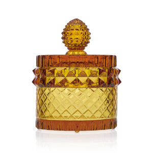 Aurora Crystal Carved Amber Jar with Lid